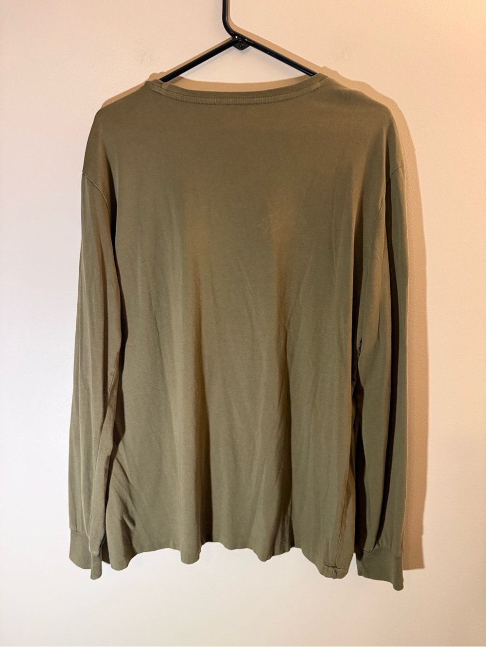 Polo Ralph Lauren Olive Green Long-Sleeve Pocket Tee with Orange Pony L - Picture 2 of 6